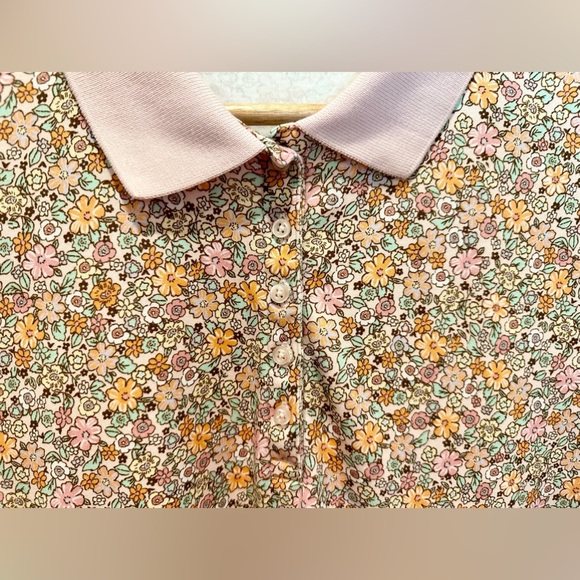 Lands' End Pink and Orange Floral Polo Shirt Floral Design XL - Picture 6 of 6